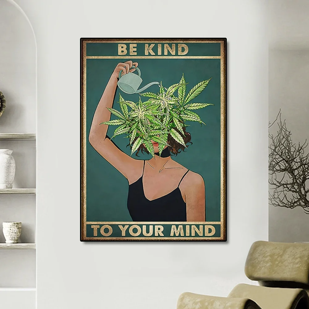 Letter Be Kind To Your Mind Poster Pot Head Weed Canvas Prints Wall Art Home Decor Canvas Painting For Living Room