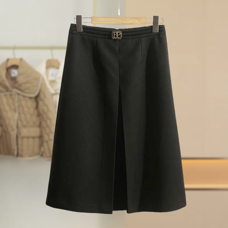 XKing Commuter A-Line Skirt with Rayon Fiber High Waist Midi Skirt Street Style Winter New Women's Fashion 25-29 Years Old