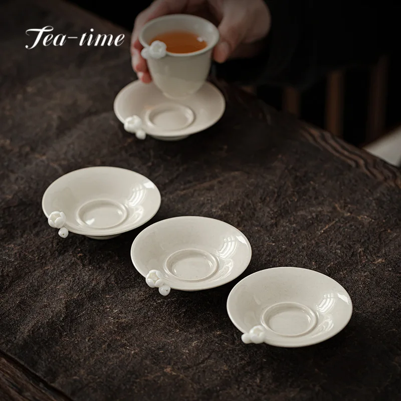 2PC/lot Japanese-style Plant Ash Tea Cup Holder Retro Coaster Insulation Ceramic Coaster Kung Fu Tea Set Tea Ceremony Teacup Pad