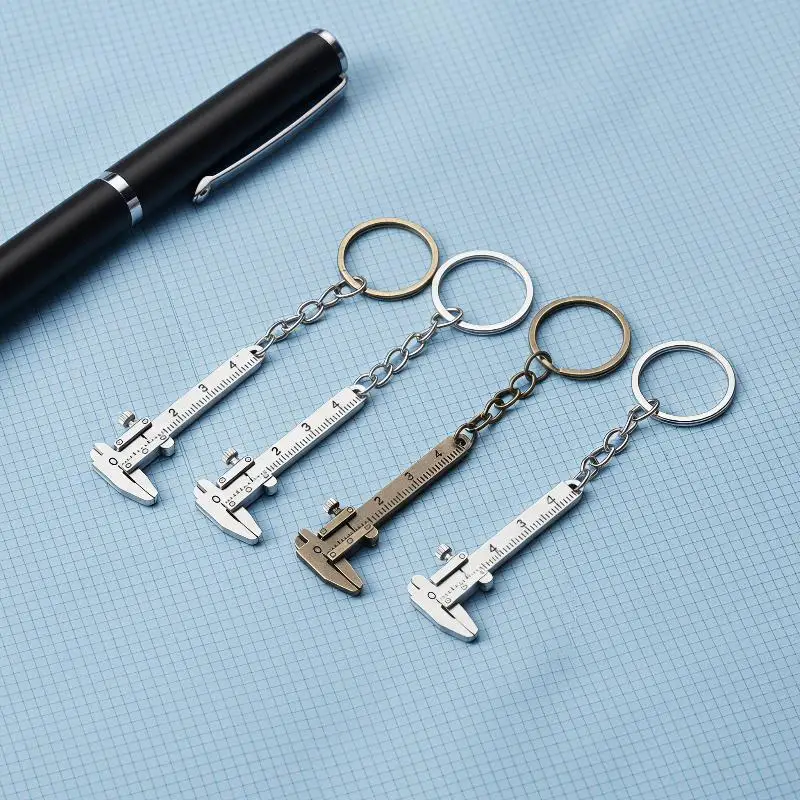 2026 NEW Mini Metal Vernier Caliper Keychain Portable Movable Ruler Model Keyring Car Key Chain Mini Measuring Tool Pendant Gift