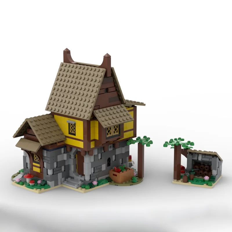 Juguete de bloques de construcción MOC, modelo de escena de calle Medieval, conjunto de juguetes de montaje creativo, regalo de vacaciones adecuado para todas las entuasias de arquitectura