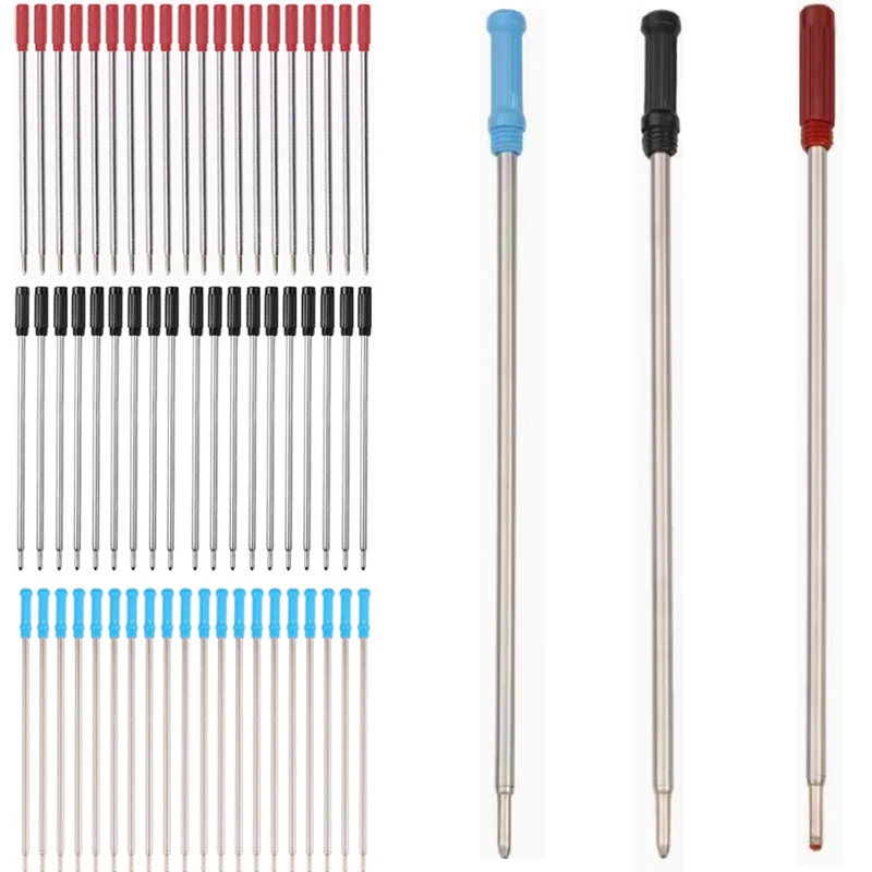 50/5 pcs/lot Rotating Metal Pen Red Black Blue Ink 11.6cm Refill Special Ballpoint Pen Refill Rod Cartridge Core Ink Stationery