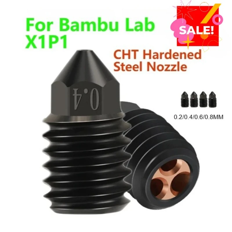 

Сопло CHT для Bambu Lab X1/P1, трехканальное, высокопроизводительное, из закаленной стали, износостойкое, для 3D-принтеров, 0.2-0.8 мм