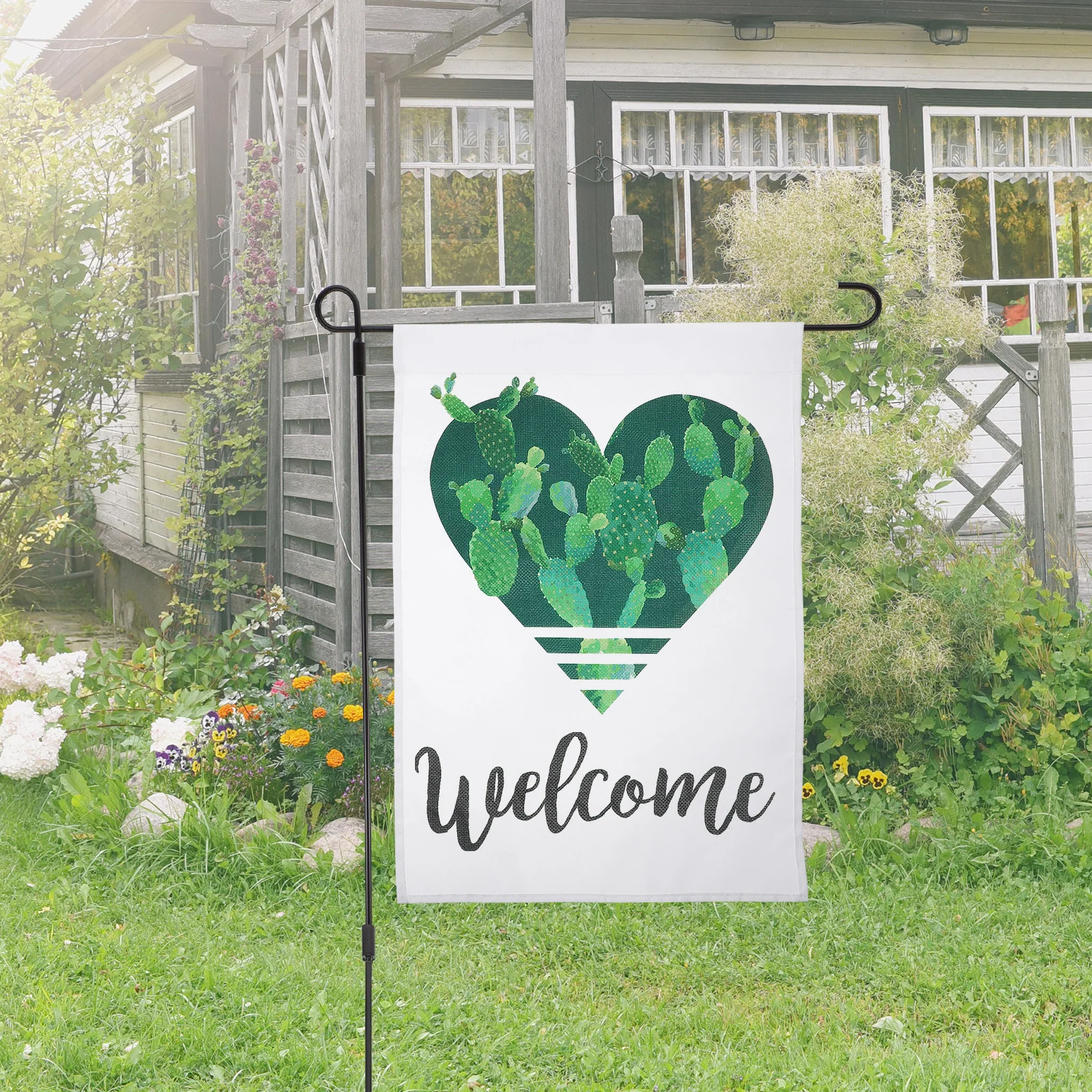 

1Set Garden Flagpole Set Solid White Blank Garden Flag Durable Outdoor Yard Decor DIY Lawn Flag for Party Decoration