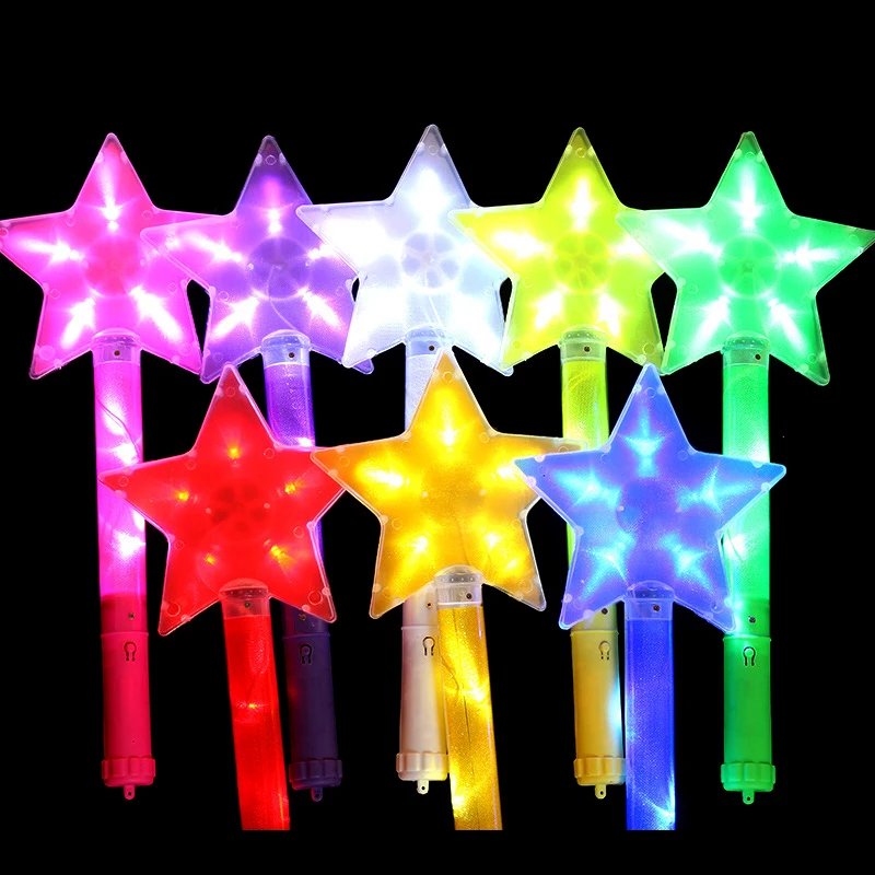 LED Light Toys Pentagram Star Glitter Stick Luminous Flat Star Light Stick Concert Cheering Supplies