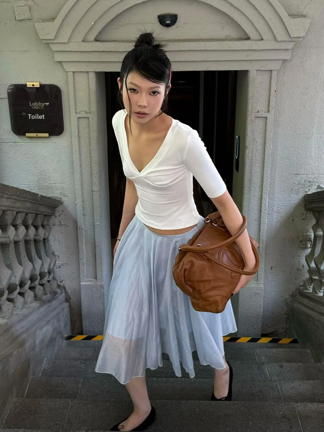 Retro Blue Halter Neck  Dress Women's Summer Fashion Low Waist Loose Casual Versatile A-Line Skirt Girls' Choice