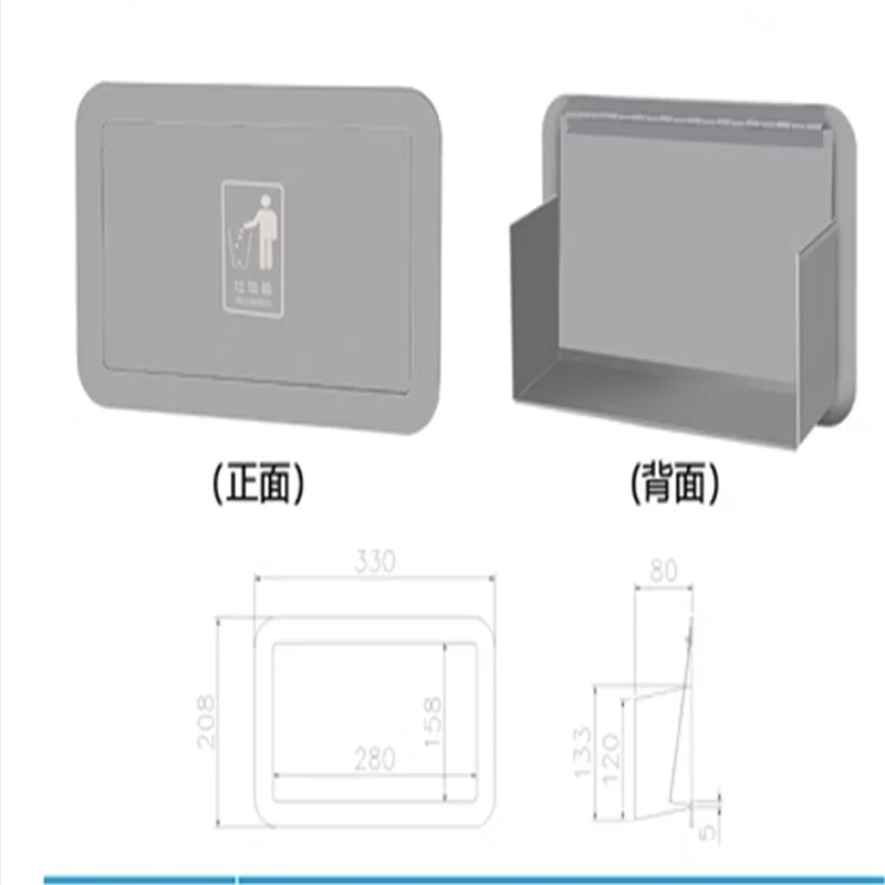 304 stainless steel side opening cover, wall mounted garbage bin cover, cabinet door, kitchen cabinet, embedded garbage cover