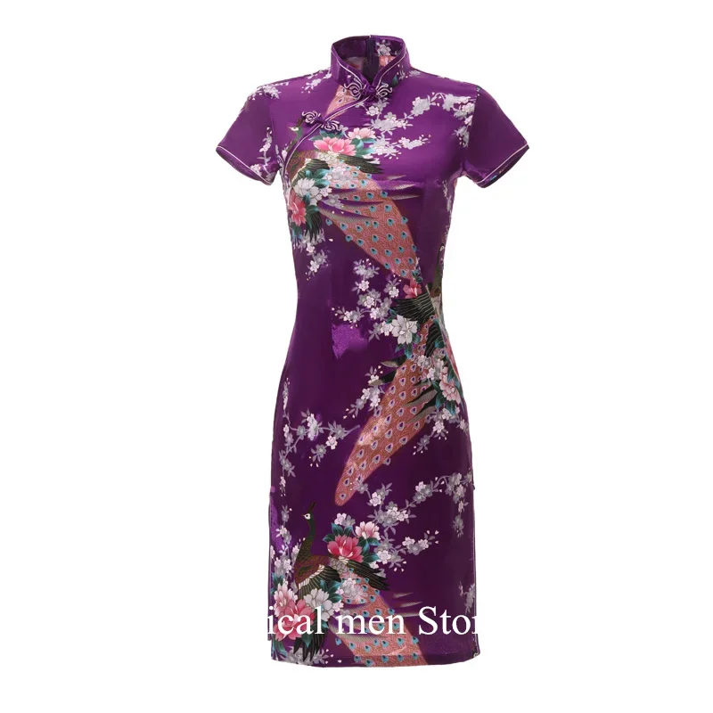 Viola Qipao Sexy Mini Abiti in stile cinese Stampa Fiore Cheongsam Ragazza Y2K Cosplay Cina Bambola Kung Fu Costumi Plus Size 6XL