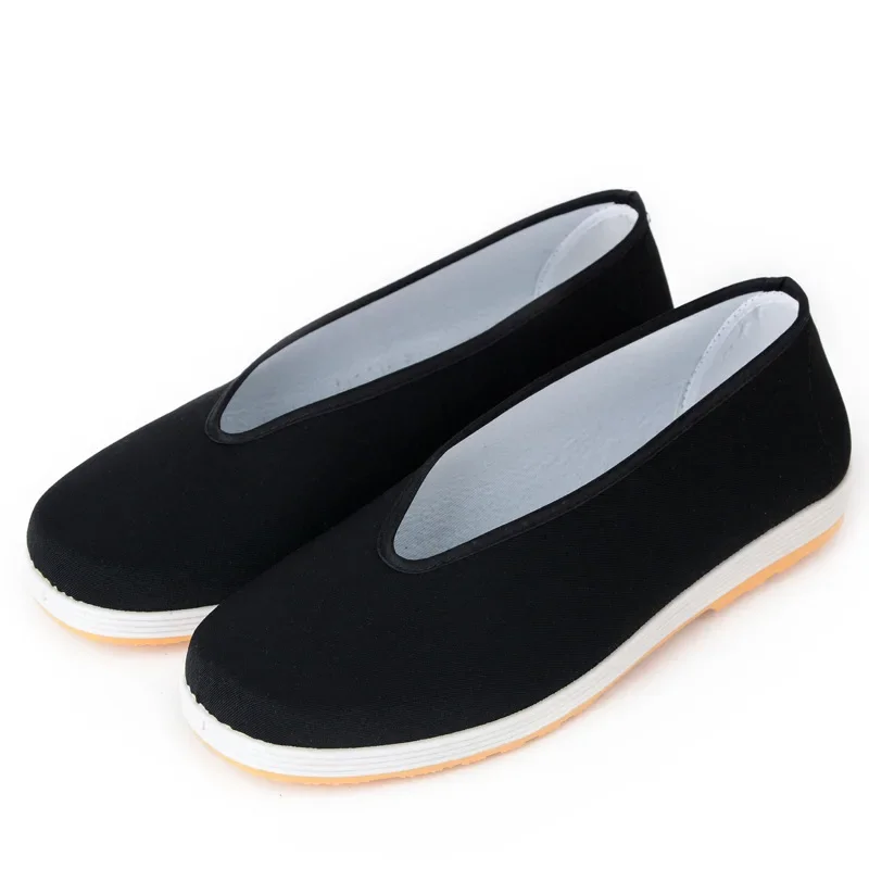 2024 New Old Beijing Cloth Shoes Men\'s Spring and Autumn Casual Flat Shoes Kung Fu Performance Round Mouth Black Cloth Shoes