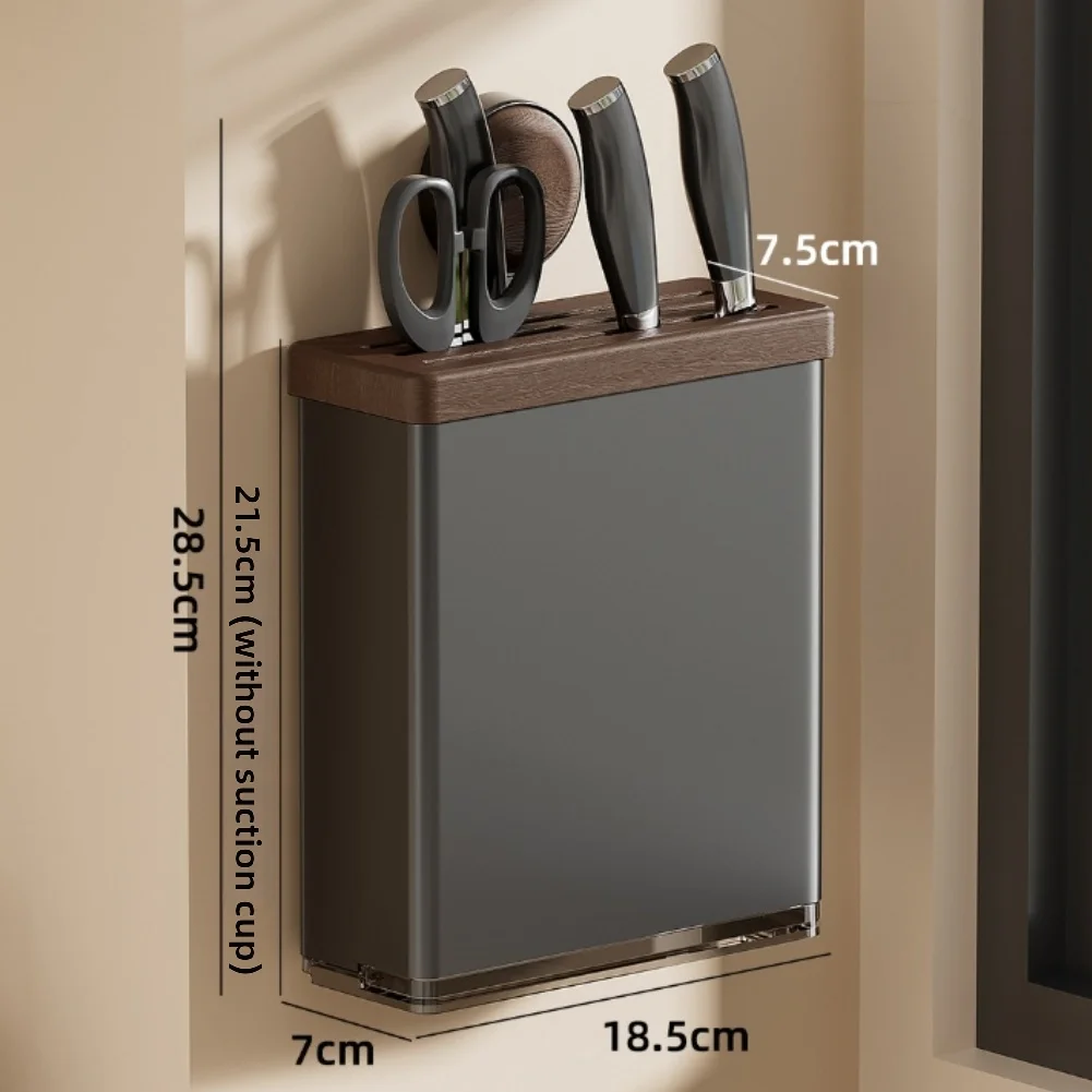 Countertop or Wall Mounted Cutlery Storage Rack - Spacious Kitchen Organizer with Ventilation ABS 26.5x12x28cm Black