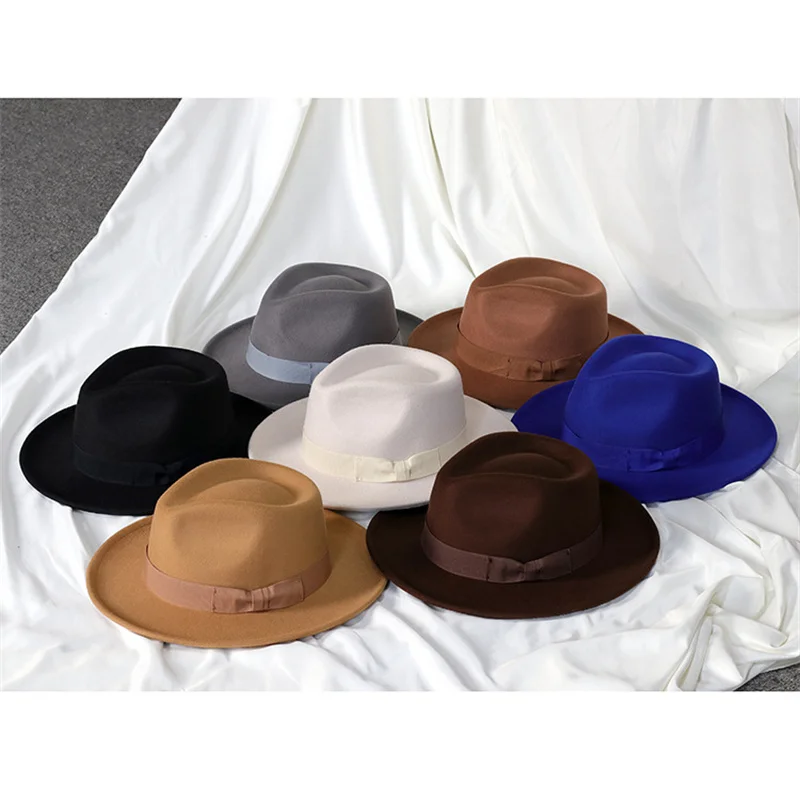 Sombrero fedora hat bow heart hat felt hat small upturned brim men\'s top hat vintage jazz hat gorras para hombres