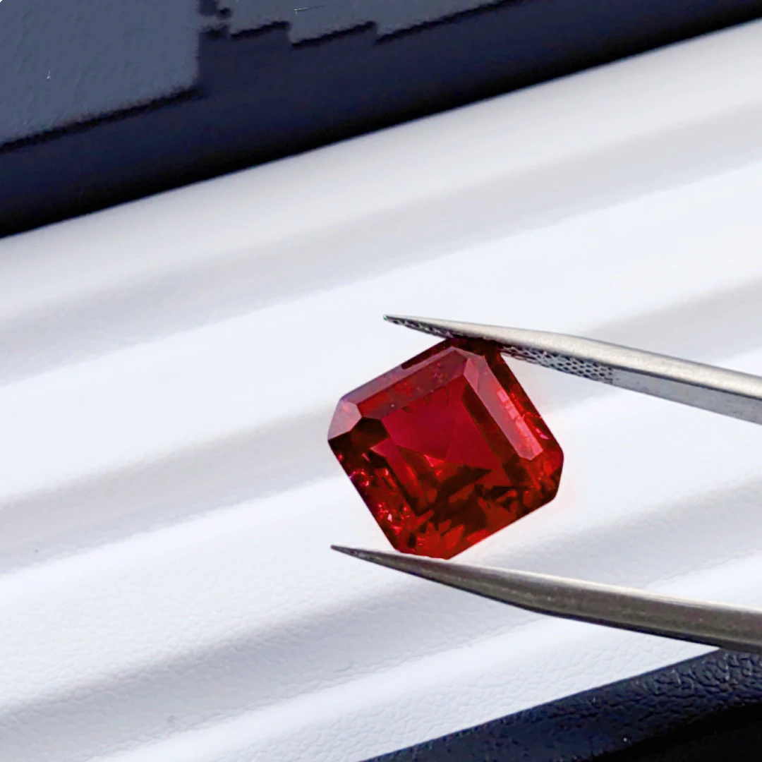 Eme jewe Lab Grown Ruby   Asscher Cut Gemstone for Charms Advanced Jewelry Making Materials  DIY With Certificate