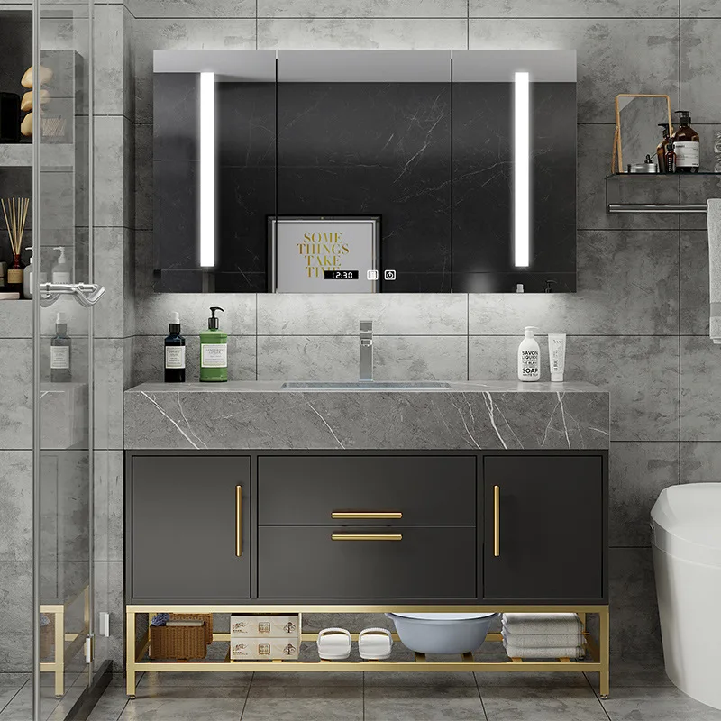 Slate ceramic basin bathroom cabinet defogging mirror cabinet washbasin bathroom hotel bathroom washbasin cabinet