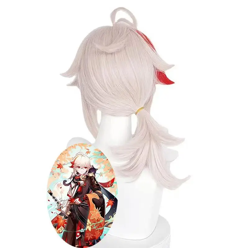 Genshin Impact Kaedehara Kazuha Cosplay perruque ébouriffée liée cheveux résistant à la chaleur mat mi-longue Cosplay Costumes