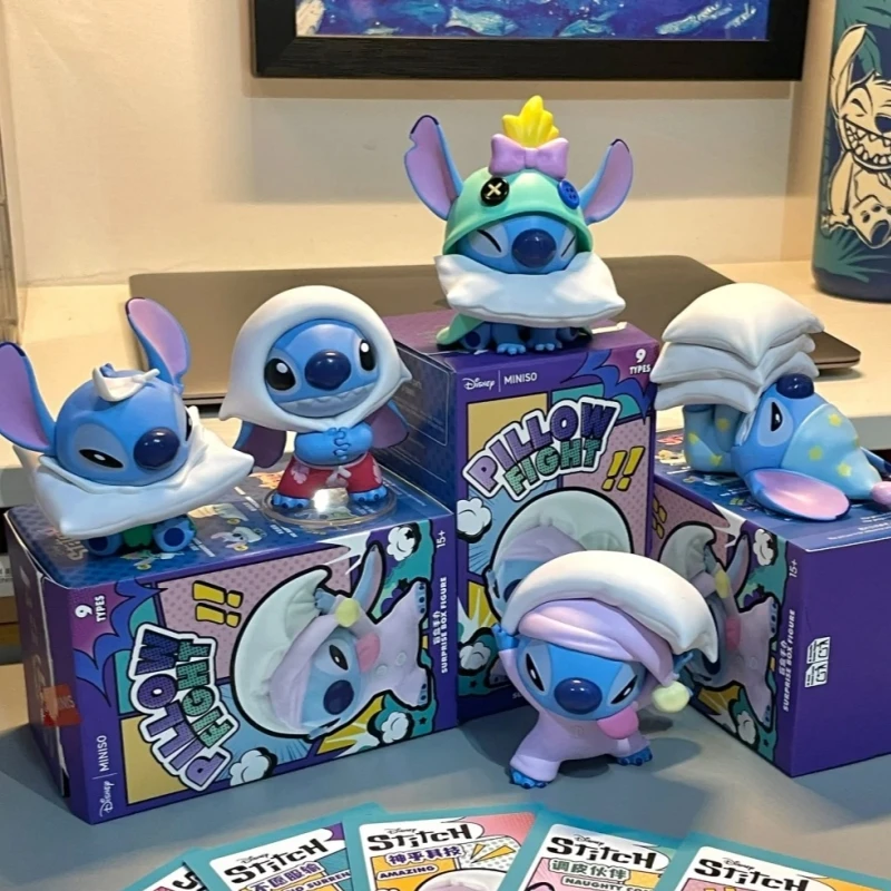 

New Stitch Pillow Fight Series Mystery Blind Box Cute Anime Figure Doll Trendy Desktop Ornament Collection Model Decor Gift