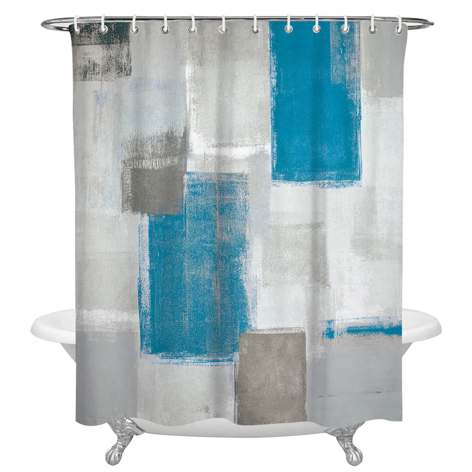 Blue Smudge Paint Abstract Texture Waterproof Bathroom Decoration Shower Curtain Printed Bathtub Curtains Bathroom Accessories