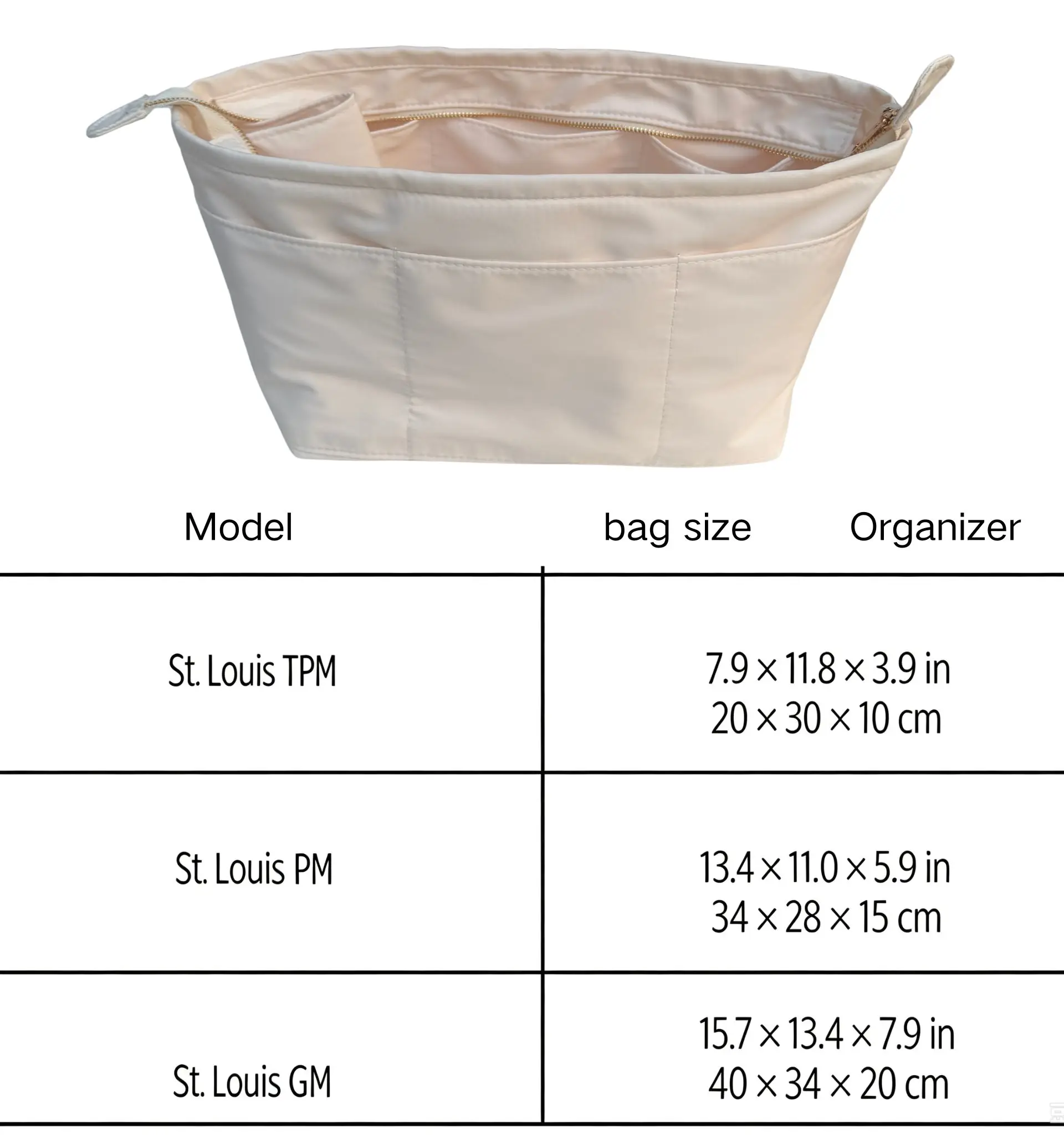 HKERUI Purse Organizer Saint L ouis TPM PM GM Insert Bags Organizer Handbag Inner Purse Portable base shaper Premium Nylon
