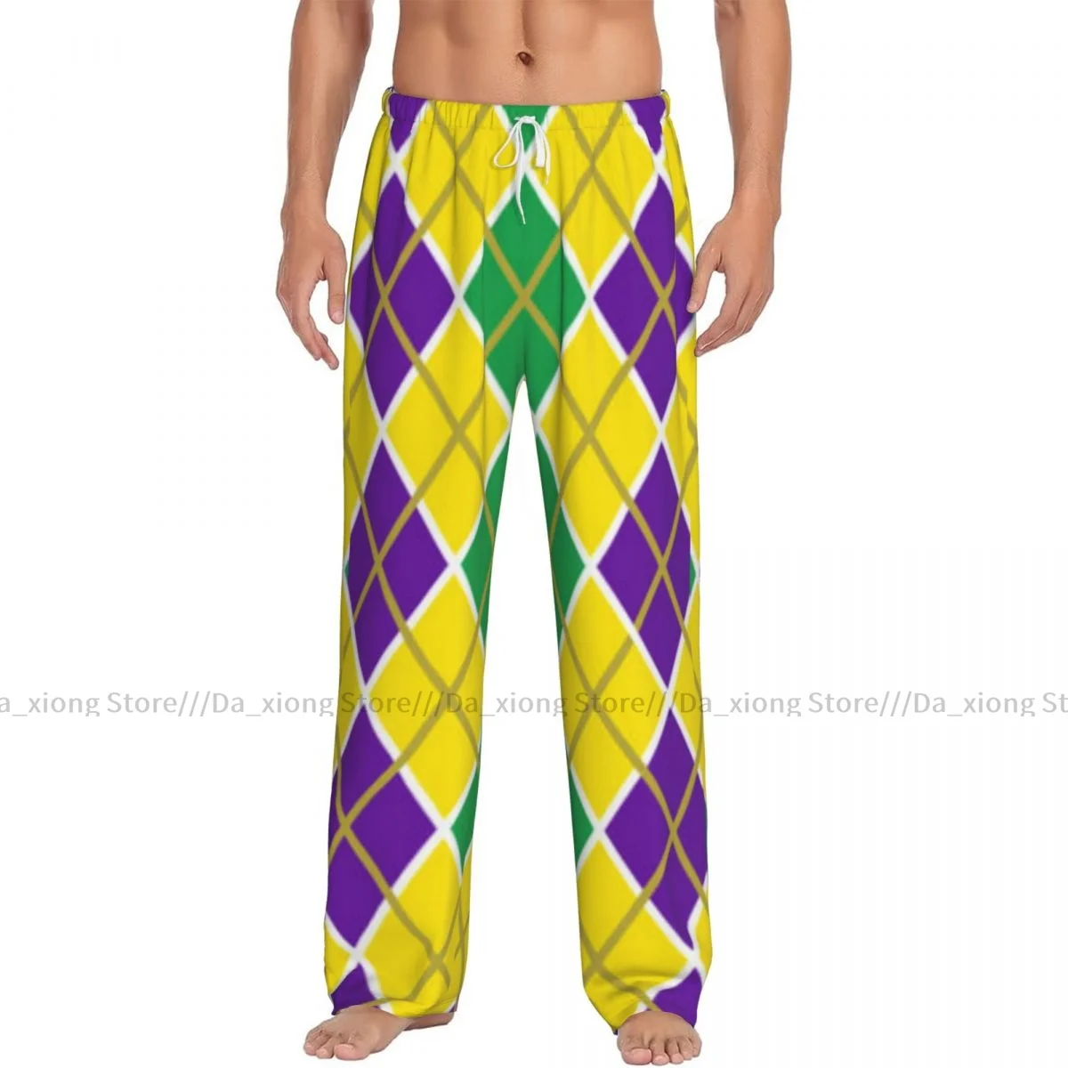 Men's Sleepwear Loose Sleep Pants Pajamas Mardi Gras Print Long Lounge Bottoms Casual Homewear