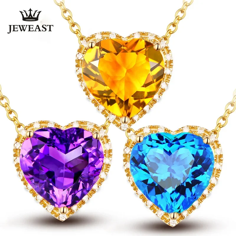 

Natural topaz/Citrine/Amethyst 18K Pure Gold Pendant Real AU 750 Solid Gold Trendy Classic Fine Jewelry Hot Sell New 2025