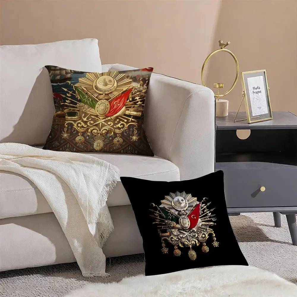 Historical emblem Coat of Arms of the Ottoman Empire Cushion Cover Throw Pillow Cover Hidden Button Durable Polyester Chair