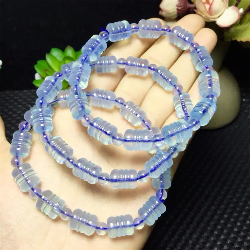 Natural Clear Aquamarine Bracelet Charms Handmade Fortune Energy Bangle Mineral Woman Amulet Jewelry Gift 1PCS