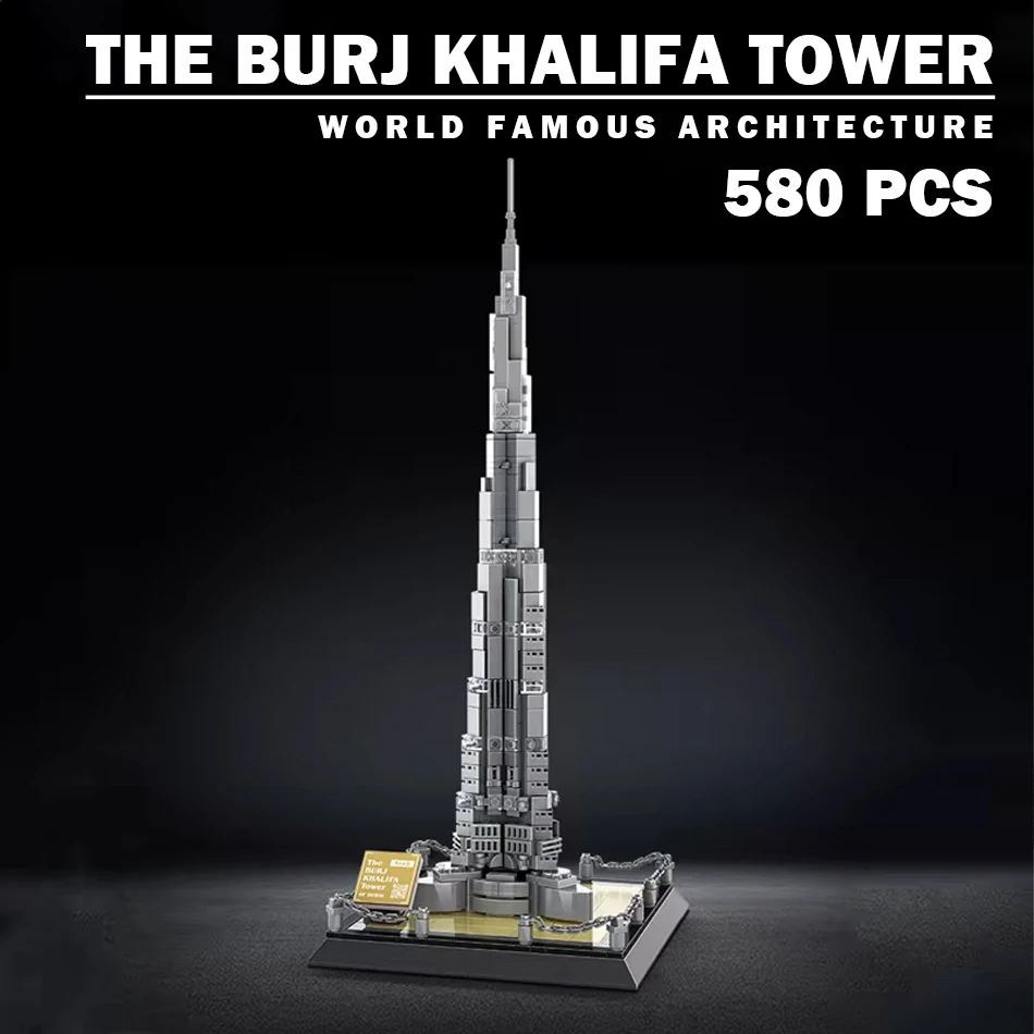 MOC العمارة العالمية الشهيرة برج خليفة برج نموذج عرض الشارع اللبنات تجميع البناء الطوب لعب هدايا الاطفال
