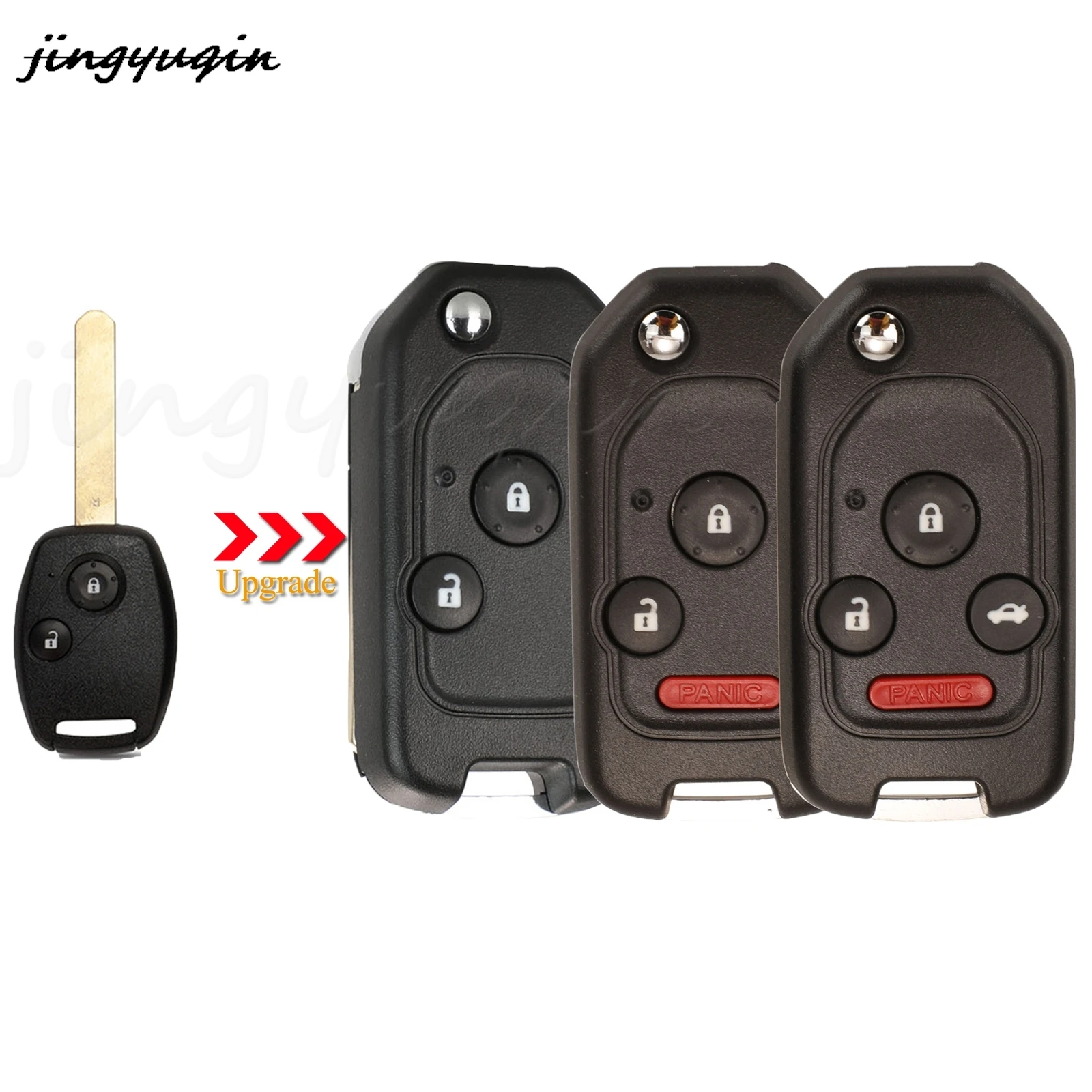 

jingyuqin 2/3/4 Buttons Remote Car Key Shell Case For Honda Accord Civic 2006-2011 CRV 2018 Pilot with/without Button Pad