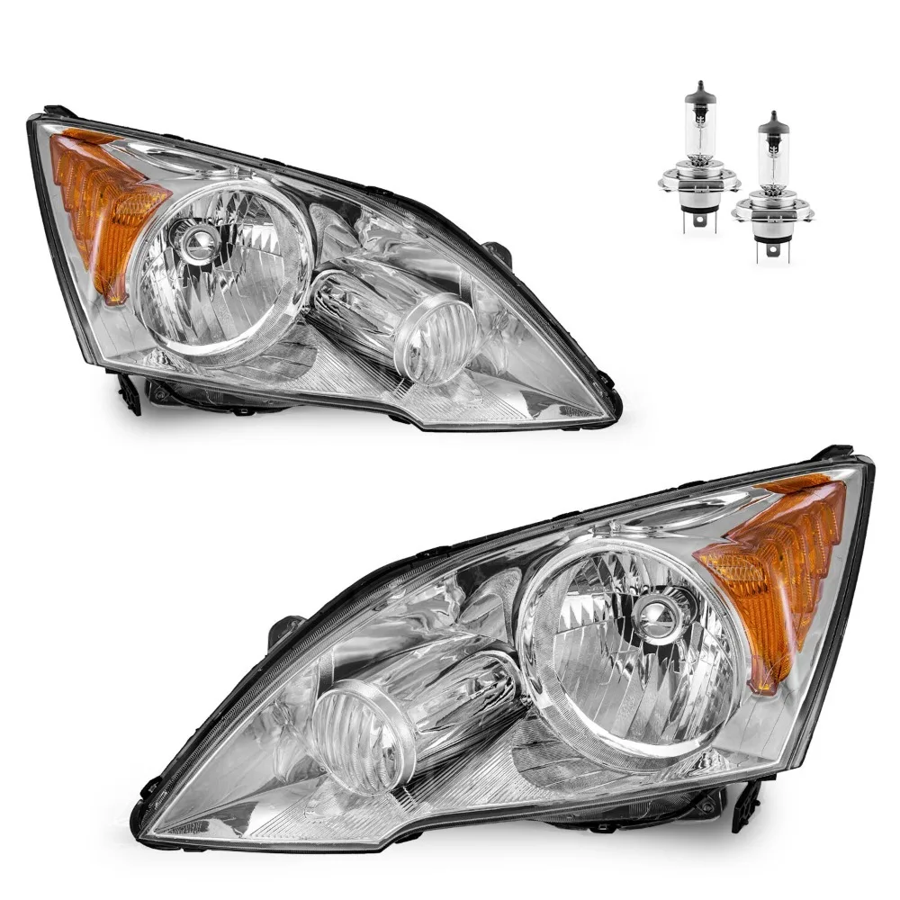 

Пара фар для Honda CRV CR-V 2007-2011 годов выпуска, хромированные, с янтарными угловыми фонарями и лампами.