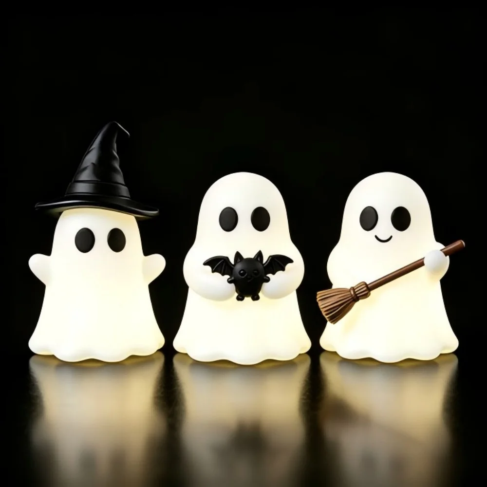 Halloween Luminous Mini Ghost Figurines Glow in the Dark Cute Spooky Ornaments Table Decor Baking Topper DIY Handcraft Holiday P