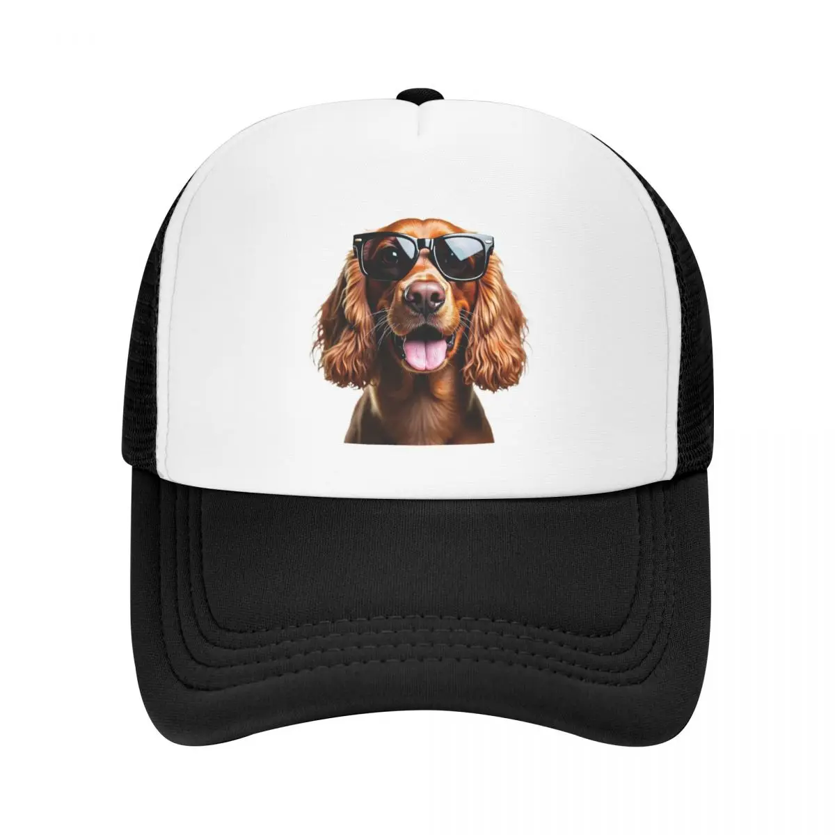 Funny Cool Cocker Spaniel Wearing Sunglasses Cap Casual Mesh Baseball Caps Adjustable Hat Hip Hop Summer Unisex Baseball Hats