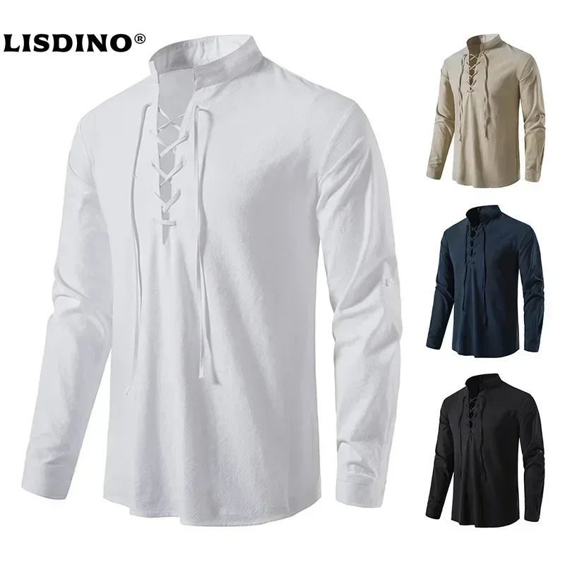 Neue männer Casual Bluse Baumwolle Leinen Hemd Tops Langarm T-shirt Frühling Herbst Schräge Knopfleiste Vintage Yoga Shirts
