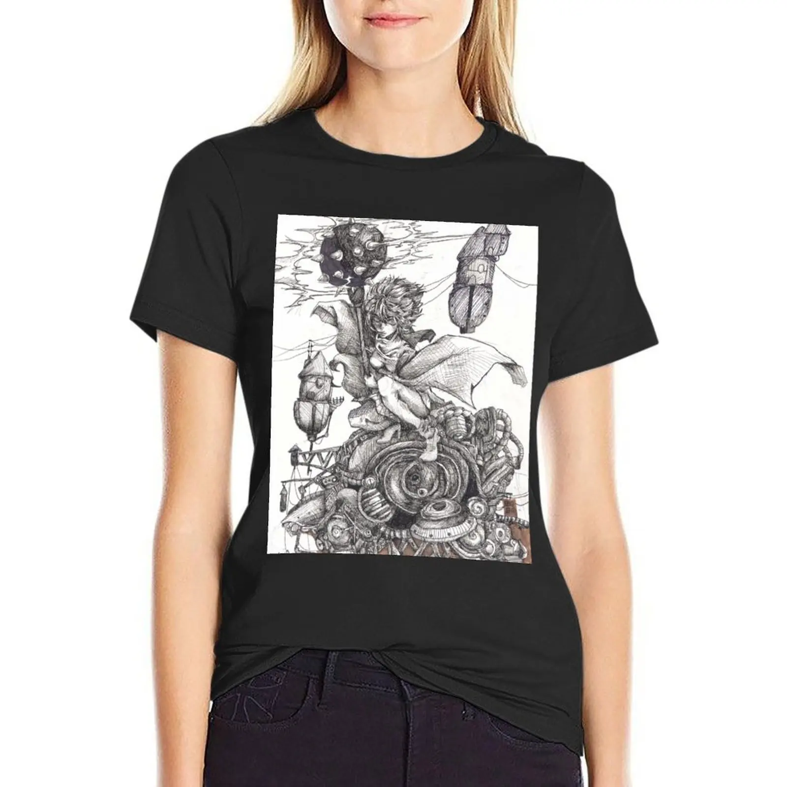 Steampunk warrior T-Shirt tees Short sleeve tee Women clothing