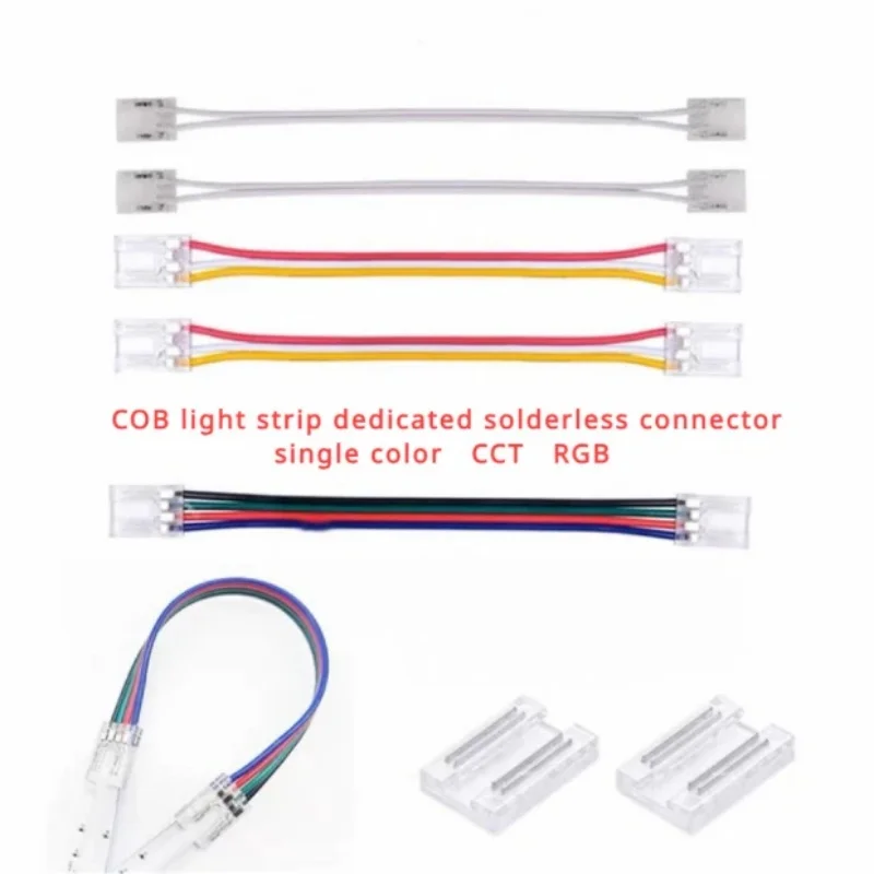 

COB LED strip solderless joint terminal 8/10mm 2P3P4P connector for COB CCT dual color temperature RGB single color light strip