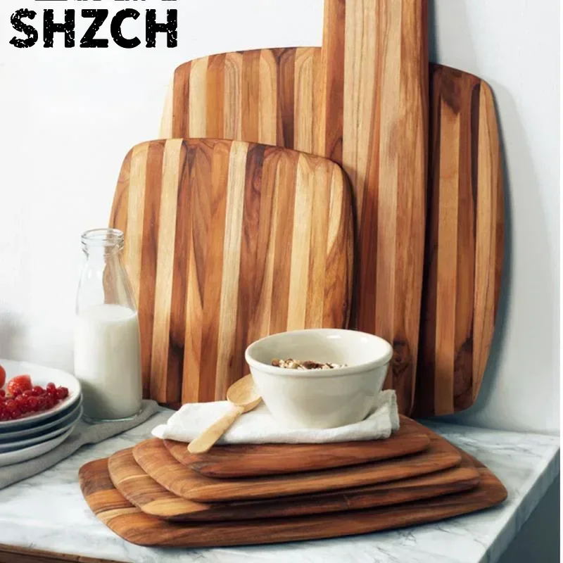 Anti-Mildew Teak Chopping Board Fruit Cutting Tool Food Grade Kitchen Board Safe Cooking Prep Board for Home Use