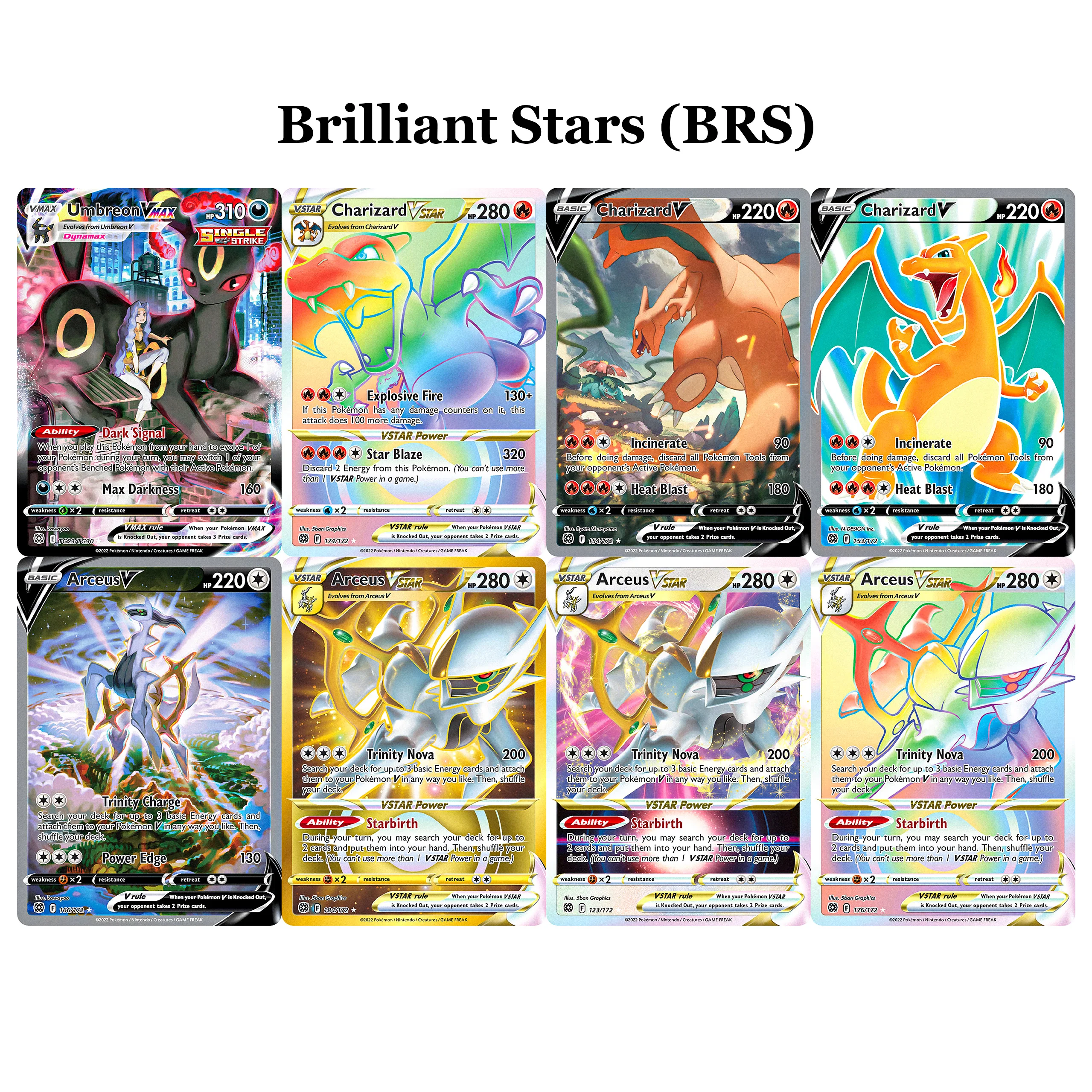 Ensembles d'épée et de bouclier de carte PKM, carte de Collection holographique proxy, étoiles brillantes, évolant des ciels, jeu de commerce de collection Pokemon