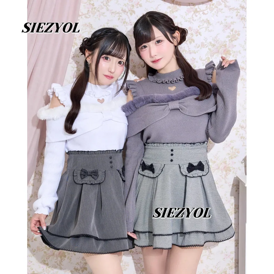 Japanese Cute Sweet Girls Short Skirt Autumn New Kawaii Bow High Waist Solid Color Versatile Tutu Mini Skirts for Women