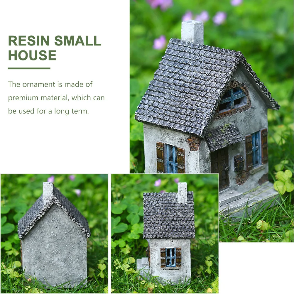 

Small House Resin Garden Decor Miniature Landscape Accessory Yard Ornament Bright Color Durable Outdoor Resin Small House