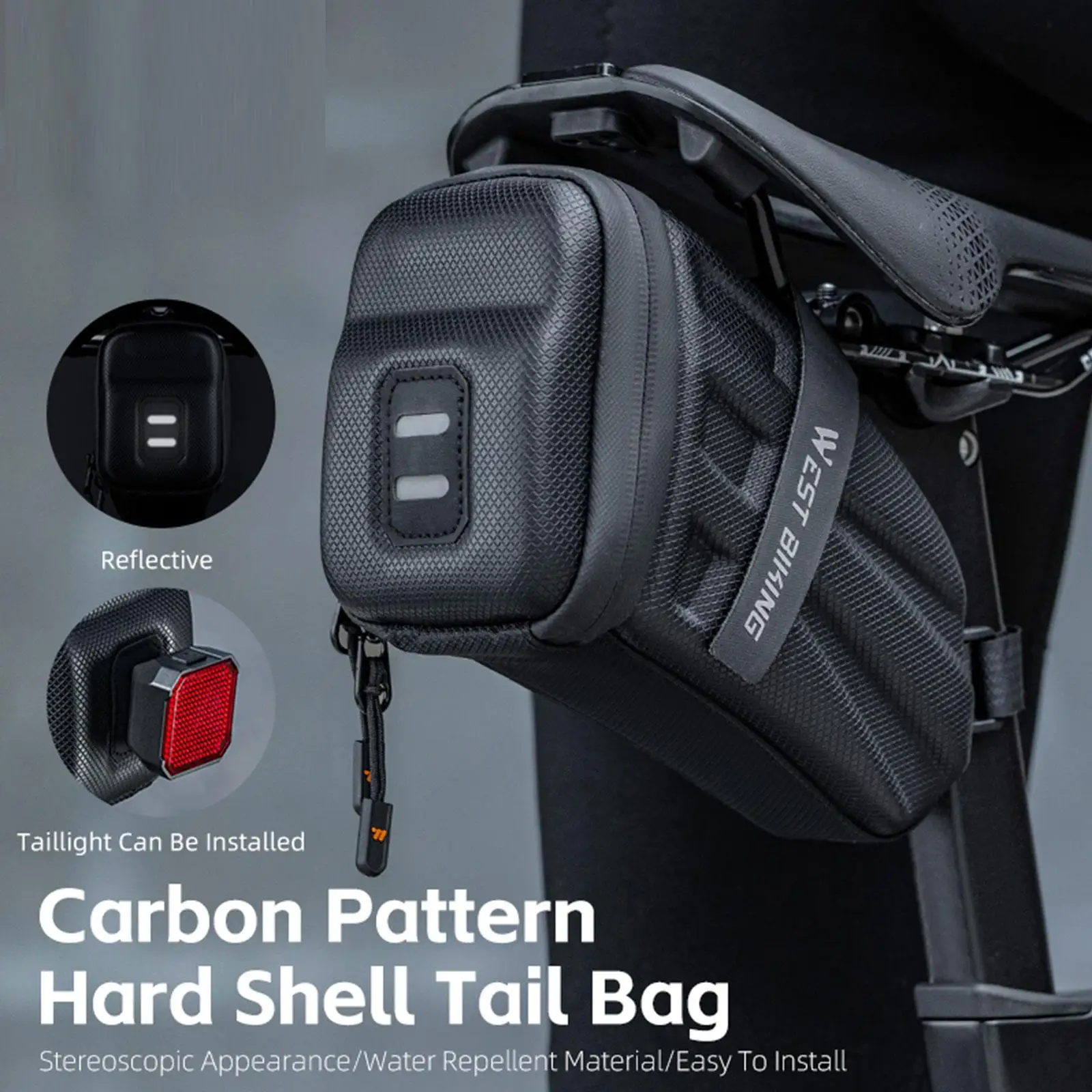 

Bike Saddle Bag Waterproof EVA Seat Pack with High Visibility Reflective Strip for Cycling Accessories and Mountain Biking