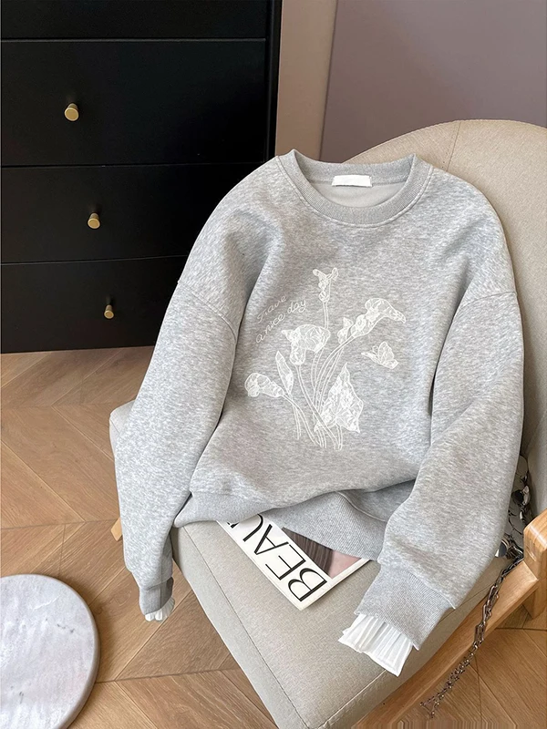 

Женская толстовка большого размера в американском ретро-стиле с длинными рукавами, пэчворк, весна-осень, дизайнерский крой, разрезы, верхняя одежда