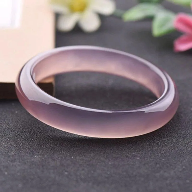 

Pink Chalcedony Bracelet, Natural Ice-through Agate Fashionable Girl Jade Bracelet