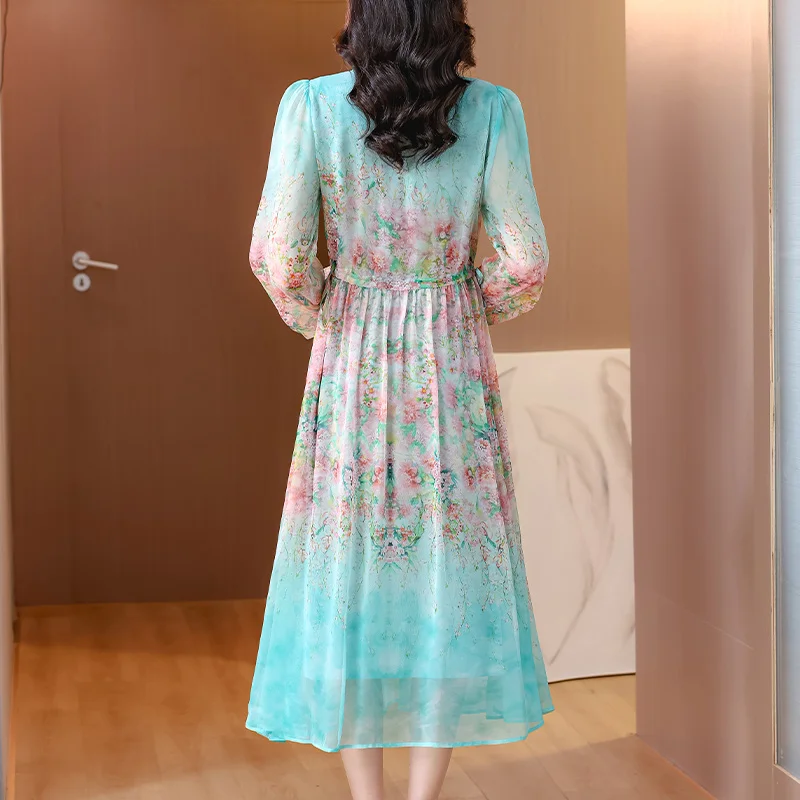 Spring Summer Women Boho Luxury Floral Beading Midi Dress 2025 Korean Elegant Loose Midi Dress Vintage Party Evening Vestidos