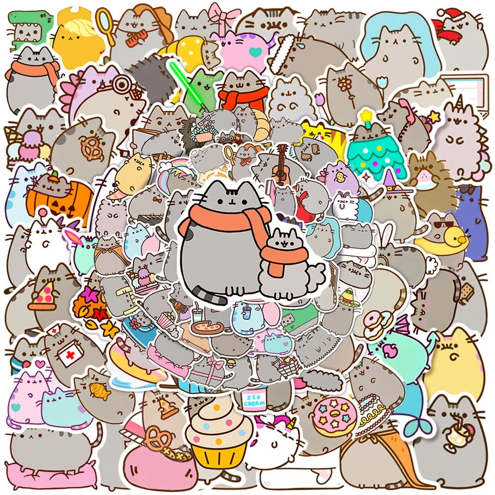 10/50/100/200 Stück Kawaii Chunky Katzen-Aufkleber Ästhetische DIY Schreibwaren Handy Wasserdichte Niedliche Graffiti Belohnungs-Cartoon-Aufkleber Spielzeug
