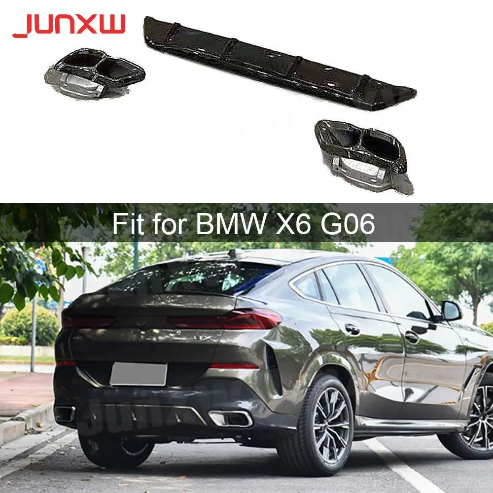 

For BMW X6 G06 LCI Sport 2023+ ABS Rear Bumper Lip Diffuser Spoiler With Exhaust Muffler Car Styling Body Kits Accessories