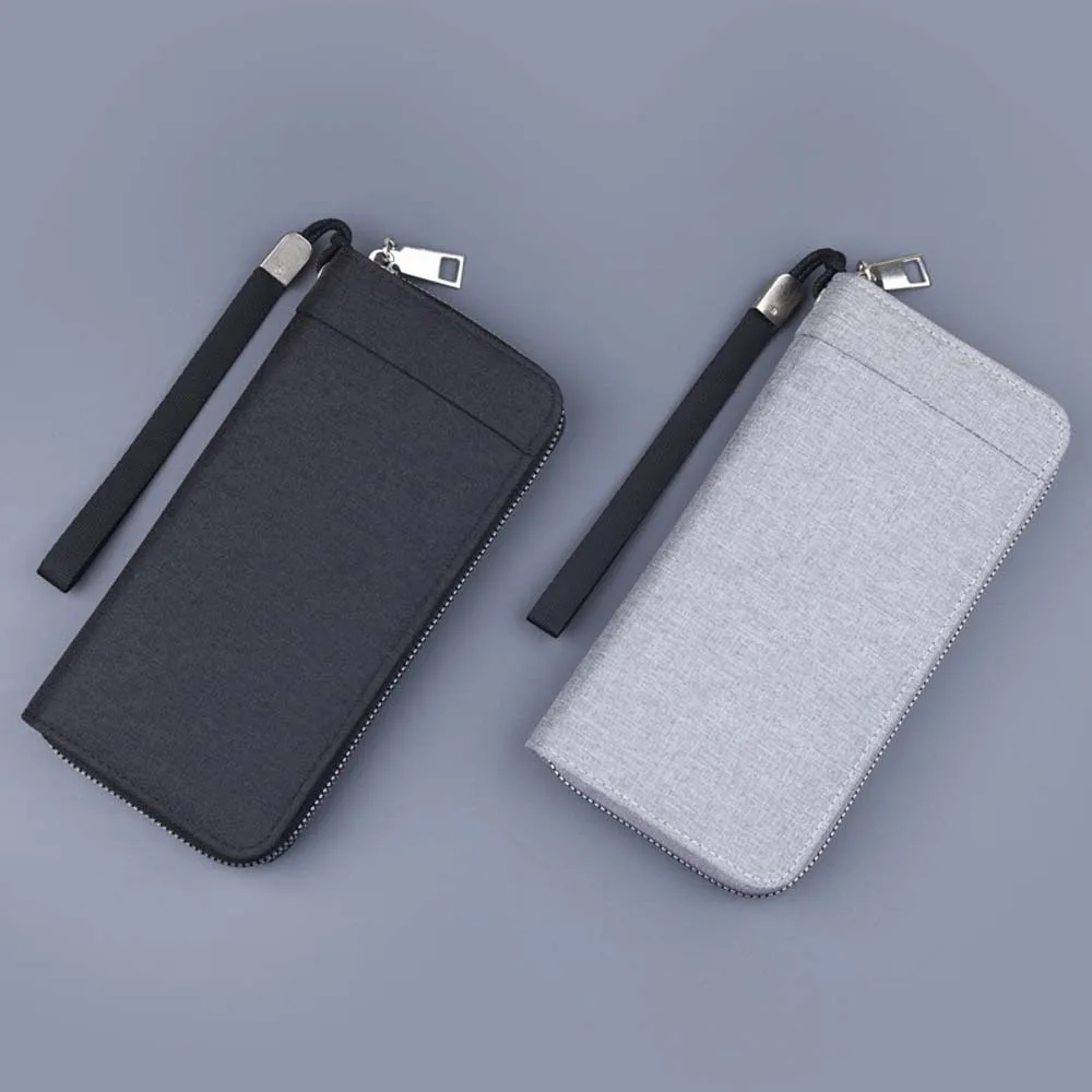 Large Capacity Canvas Men's Wallet Classic Multiple Card Holder Denim Phone Bag Solid Color Anti-loss Casual Coin Purse Work