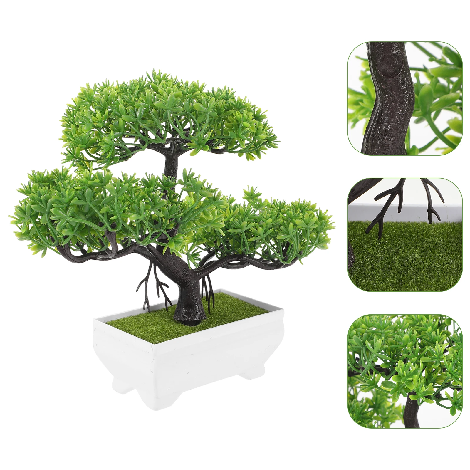 

1PC Faux Bonsai Tree Fake Plant Artificial Pine Simulated Welcoming Green Potted Indoor Desk Office Decor Small