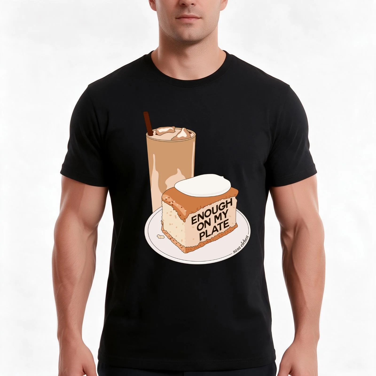 Enough by Sasa Elebea T-Shirt Summer Casual Cotton Tee Oversized Streetwear Tops Vintage Graphic Print Unisex Men Women