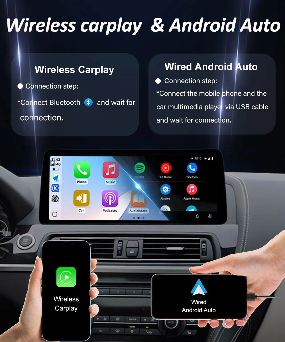 Car Radio Wireless Carplay for BMW 5 Series F10 F11 2011 - 2017 CIC NBT System Android 16 DSP Stereo Video Player 4G GPS Navi
