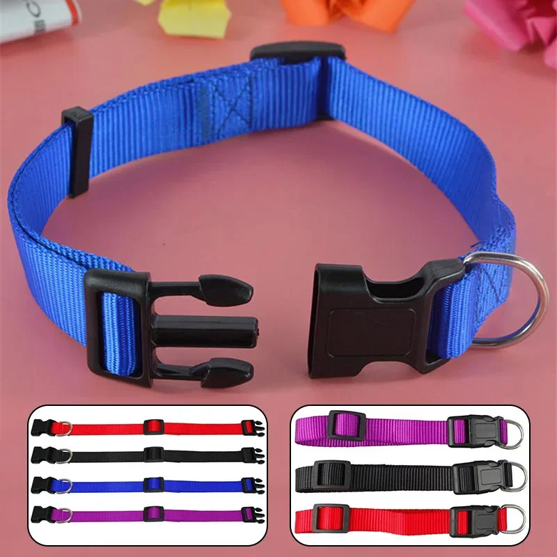 Pet Adjustable nylon dog collars Puppy Dogs Cat Neck Collar Solid Color Chihuahua Puppy nylon Collars Hair bow embellishments