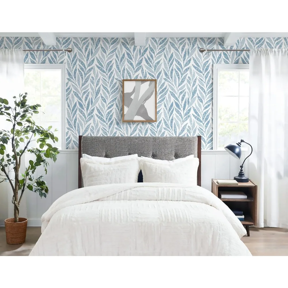 ورق جدران حديث قابل للتقشير واللصق باللون الأزرق البوهيمي للحمام والمطبخ، غطاء جدار لاصق، ورق اتصال أنيق، 787 × 17.3 بوصة