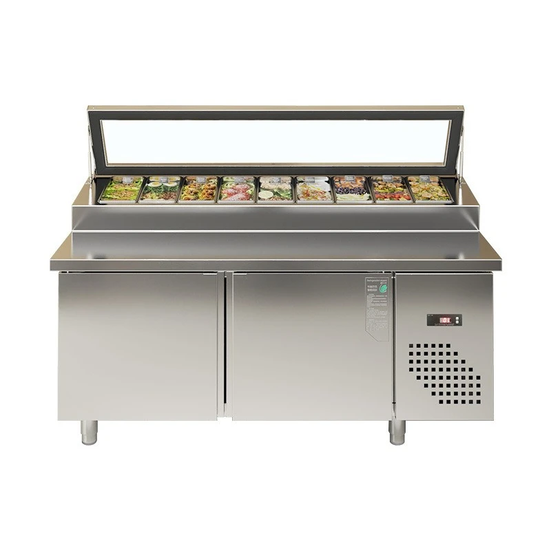

Refrigerated Salad Table Sushi Fruit Fishing Console Refrigerated Workbench Freezer Display Cabinet